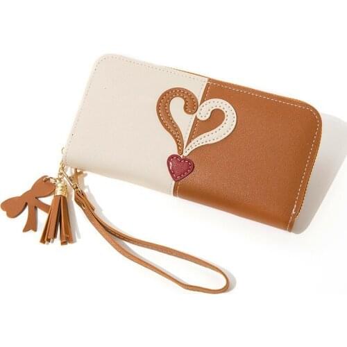 2020 New Patchwork Women Wallets Zipper Long Card Holder Coin Purses Fashion Tassel Woman Wallet New Cute carteira feminina