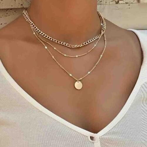 2021 Fashion Jewelry Multi-layer Gold Chain Collar Choker Necklace Bijoux Femme Homme Statement Necklaces For Women Accessories