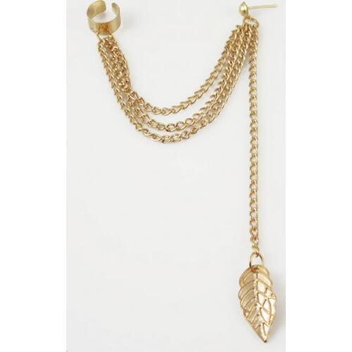 1pcs 2018 Foreign Trade New Jewelry Metal Leaves Wild Personality Tassel Ear Ear Clip Female Factory Direct (single Price)