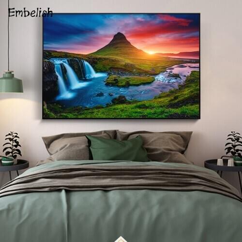 1 Pieces Large Wall Art Pictures For Living Room Beautiful Iceland Mountain Landscape Home Decor HD Canvas Paintings