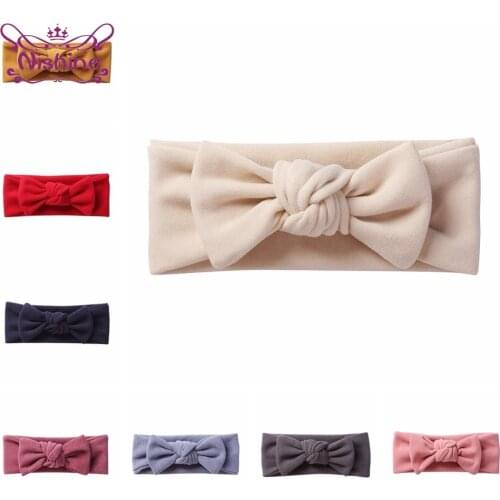 1 PCS High Quality Imitation Cashmere Newborn Headband Solid Color Bowknot Elastic Hairband Baby Headwear Kids Hair Accessories