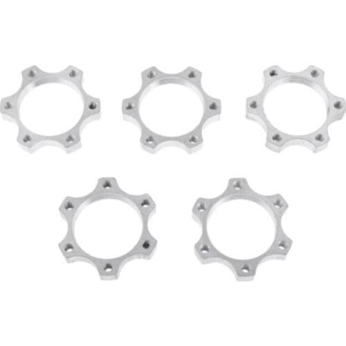 5 Pcs Aluminium Alloy 44mm Bicycle Free Wheel Threaded Hubs Nut 6 Bolt Disk Disc Brake Flange Adapter Replacement Part