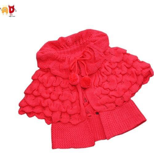 AD Lovely Baby Girls Sweaters Vest Toddler Girls Sweater Cloak Babies Coat Jacket Childrens Clothing Winter Clothes 12M-3Y