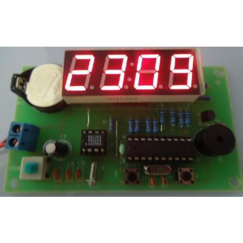 Free Shipping! 10pcs 4-bit SCM AT89C2051 DS1302 digital clock DIY kit