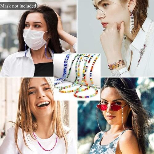 Women Face Mask Lanyard Bohemian Colored Mask Strap Beaded Glasses Chains Anti Slip Womens Neck Chain For Eyeglass Sunglasses