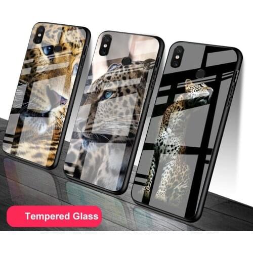 Leopard Tempered Glass Phone Case For Redmi Note 5 6 7 8 9 Pro Note8T Note9S Redmi8 9 Cover Shell