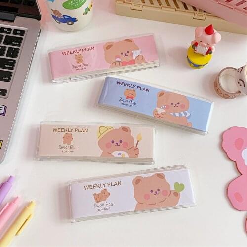 Cartoon Bear Weekly Plan PVC Cover Memo Pad Kawaii Stationery Notebooks Writing Pads School Supplies