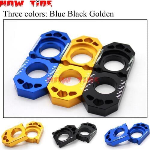 CNC Gold Axle Block Chain Adjuster For Suzuki RMZ250 RMZ450 RMX450Z Dirt Pit Bike Motocross Motorcycle Racing Enduro Off Road