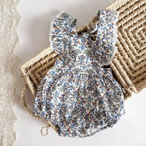 Kids Baby Girl Sleeveless Braces Rompers Girl Floral Rompers Spring Autumn Baby Girl Bowknot Newborn Rompers Clothes