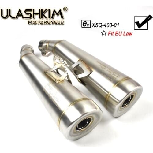 E13 Mark Universal Motorcycle Exhaust Muffler Pipe Link Pipe 304 stainless steel Slip on Escape Add Power at least 25
