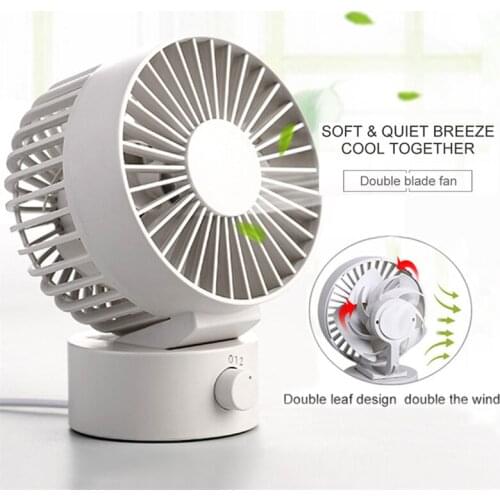 Electric Fan Portable Mini Fans USB Double Sided Leaf Two Gear Conditioning Cooler for Office Home Summer Sleep Shake Head FS35