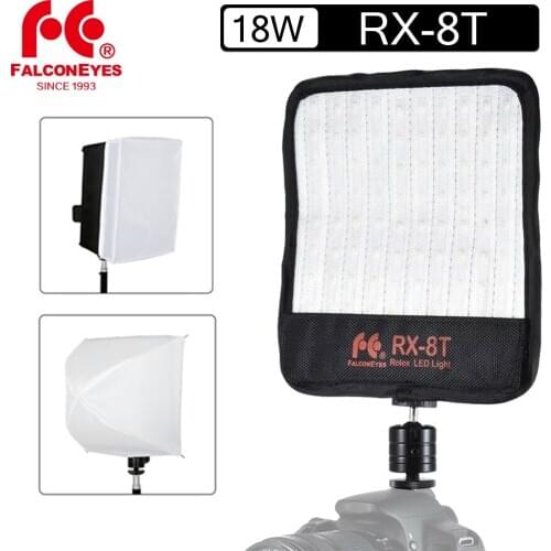 Falcon Eyes RX-8T 18W 3200-5600K Portable Flexible Studio LED Video Light On Camera With Diffuser For Movie/Youtube