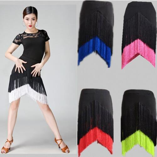 Hot Sale Adult Lady Dance Skirt Double Tassel Latin Dance Skirts Fringed Skirt Irregular Modern Cha Cha/rumba/tango Female WOMEN