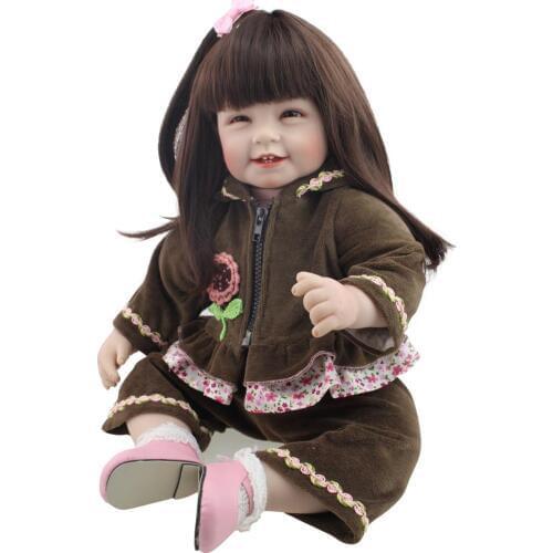 Thailand Baby Reborn Girl Dolls Long Hair Casual Dress Princess Dolls Lifelike Smiling Fashion Doll Brinquedo Menina Bonecas