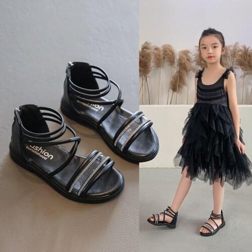Fashion Rhinestone Kids Sandals Flat Shoes Girl ChildrenS Beach Summer Shoes Sports Sandals 2021 Princess Footwear 3-12 Year