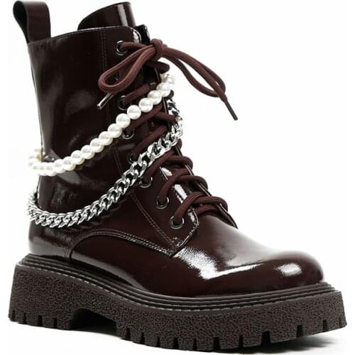 MORDOAN Ladies Boots 2021 Winter Genuine Cowhide Leather Round Toe Platform Boots Flat Heel Short Boots Ankle Boots For Women