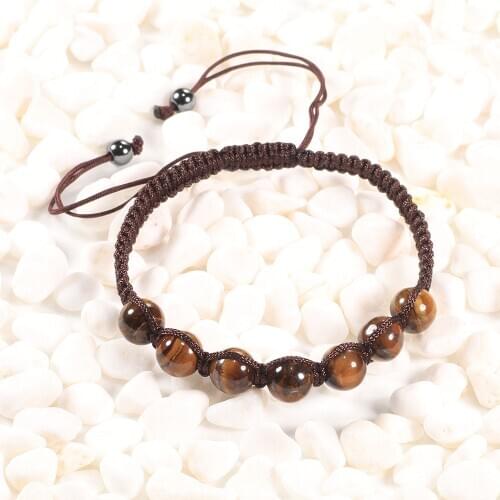 Men Tiger Eye Beaded Bracelets Natural Lava Stone Bangles for Men Women Adjustable Braided Bracelet Charm Yoga Prayer Jewelry