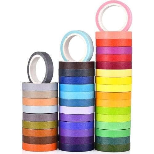 10Rolls/Set Scrapbooking Supplies Rainbow Stickers Wedding Party Decor Washi Adhesive Tape DIY Crafts Stationery Color Stickers