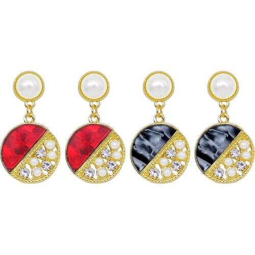 New Fashion Korean Statement Drop Earrings For Women Vintage Pearl zircon Geometric Dangle Earrings kolczyki Brincos Jewelry