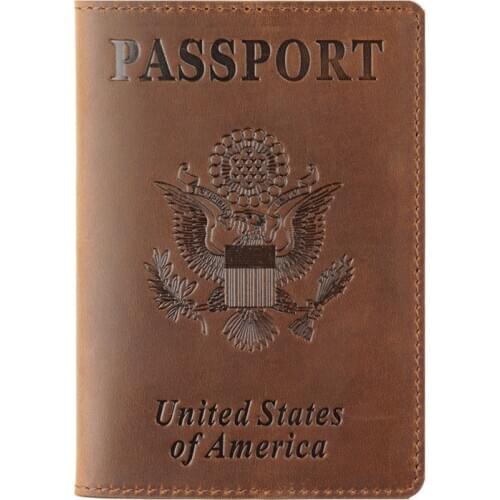 American USA Travelers Notebook Accessories 100% Crazy Horse Genuine Leather Passport Cover Retro Business Travel Passport Case