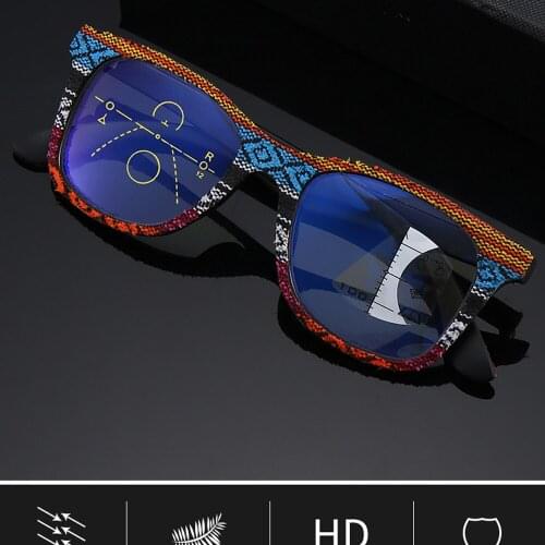 CLARA VIDA Retro Anti-blue Light Intelligent Progressive Multi-focus Reading Glasses Men Women +1.0 +1.5 +2.0 To +4.0