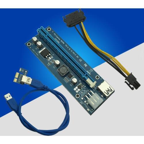 USB 3.0 PCI-E Express 1x To 16x Extender Riser Card Adapter with 15pin to 6PIN Power SATA Cable For BTC Bitcoin Mining Miner New