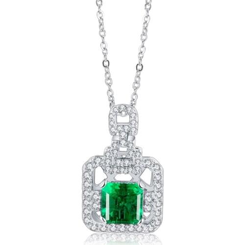 Pirmiana 2021 Stainless Steel Jewelry 925 Sterling Silver Necklace Lab Grown Emerald Birthstone Pendants For Party Gifts