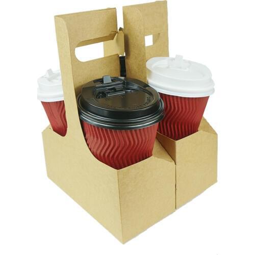 Cup Holder Disposable Saucer Paper Tray Hard Corrugated Take Away Drinks Shelf To-go Box Cafe Restaurant Packing Tools 50pcs/set