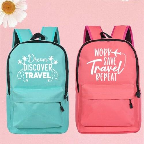 Dream Discover Travel Printed Backpacks Female Travel Outdoor Shoulder Bags Casual Sports Daypack Bag Student Young School Bag