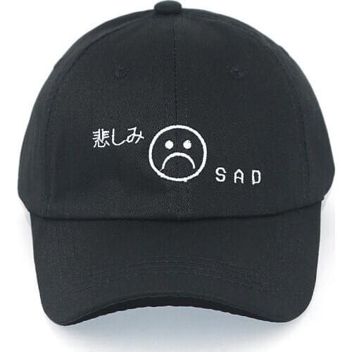 Sad face dad hat cotton adjustable letter embroidery hip hop baseball cap sad boy curved fashion sun hats unisex