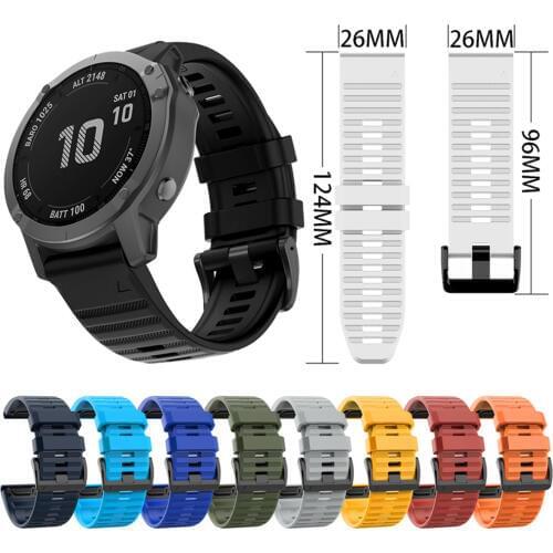 26mm Silicone Wrist Watchband Strap for Garmin Fenix6X / Fenix5X / FeniX3 HR / Sapphire / D2 / Descent MK1 / Tactix Bravo Watch