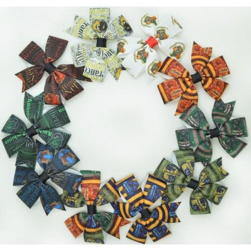 SUPWRF 10pcs/lot 3.1" Inch Printed ribbon Bows Clips Girls hair bow Headware Kids Hair Accessories MIX T0929