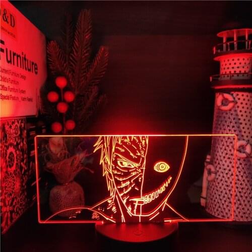 Bandai 3D Naruto Night Light Uchiha Obito Shippuden LED Lampara Zetsu Anime Figure Manga Decoration Lights Luminaria Lampe Decor