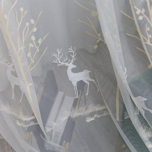 Nordic Elk White Embroidery Tulle Curtains For Kids Room Curtains Bedroom Panel Living Room Window