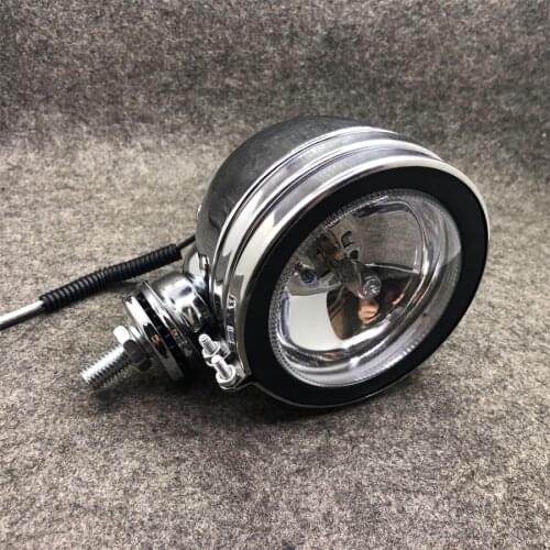 Chrome Metal Universal Motorcycle Auxiliary Spot Lamp Motorbike Passing Driving Front Fog Light For KTM Triumph Cafe Racer Honda