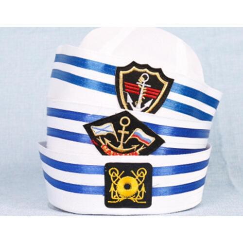 Vintage Adult Kids White Captain Sailor Hat Navy Marine Cap Anchor Boat Army Caps Children Hats Party Cosplay Costume Outfit
