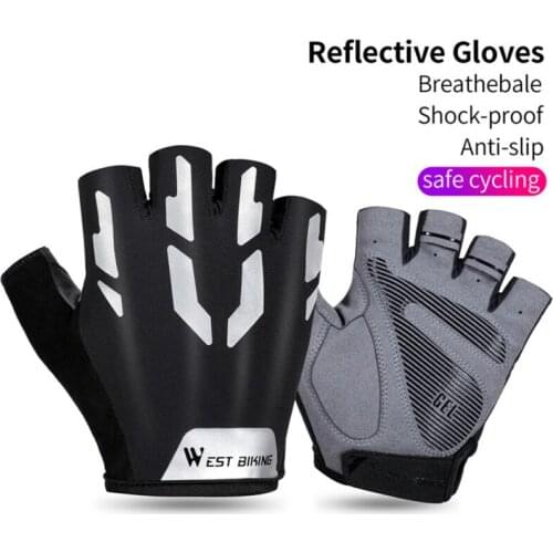 Video) West Biking Bicycle Gloves Reflective Short Finger Riding Shock Absorber Half Finger Gloves Outdoor Sports Equipment XXL