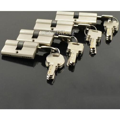 Brand New 1PCS European Mortise Door Lock Cylinder Interior Double-sided Door Lock Cylinder + Keys Lock Gall 55mm/60mm/70mm/80mm