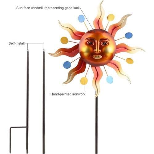 Iron Metal Sunflower Windmill Pinwheel Outdoor Wind Spinner Kids Toy Garden Yard Lawn Party Decoration Dropshipping