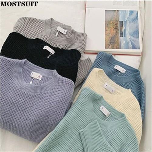 Casual O-neck Women Thicken Warm Sweater Pullovers 2021 Autumn New Chic Long Sleeve Loose Female Knitted Jumpers Tops
