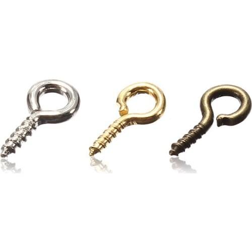 100pcs Mini Eye Pins Eyepins Hooks Eyelets Screw Threaded Peg 8x3.5mm for Jewelry Making Sewing