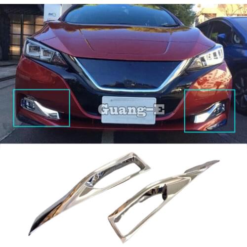 For Nissan Leaf 2017 2018 2019 2020 Car Body Front Fog Light Lamp Detector Frame Stick ABS Chrome Cover Trim Part Frame 2pcs
