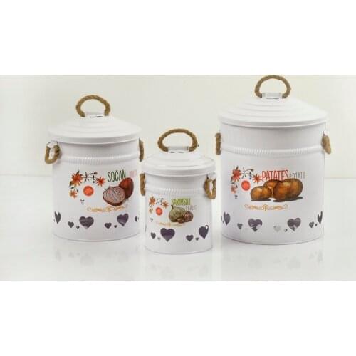 3'LÜ POTATO, ONION GARLIC SET BUCKET STORAGE BOX