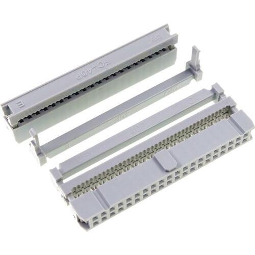 40pcs 0.100" 2.54mm Pitch 2x20 Pin 40 Position IDC Female Header Socket Box Flat Cable 0.05"Connector Grey