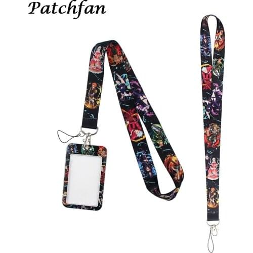 AD425 Patchfan Anime Card Holders Case Phone Key Badge Camera USB Holders Neck Rope Lanyard with Keyring
