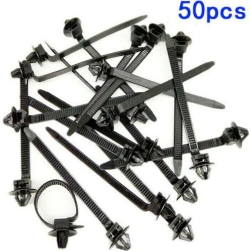 Cars Mount Wire Tie Clip Releasable Nylon Tie Wrap Cable Fastening Clips Self-locking Plastic Zip Tie 50PCS