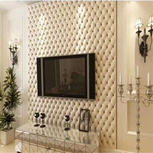 Beibehang papel de parede 3d European imitation leather wallpaper 3D soft package wallpaper bedside 3d living room wallpaper