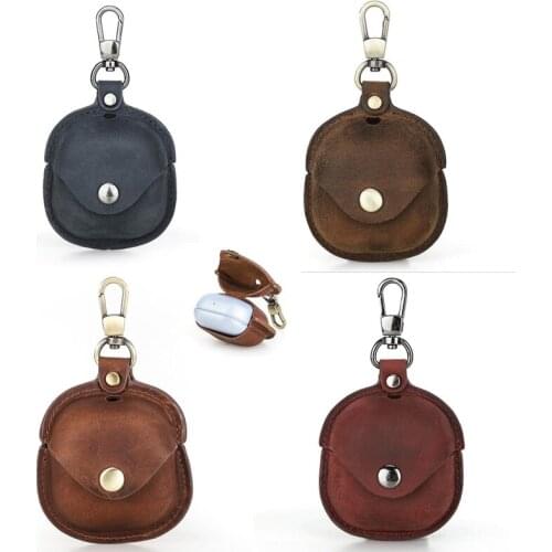 Genuine Leather Case For Samsung Galaxy Buds Pro 2021 Protective Case Cover Protective Case with Keychain