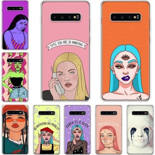 Aesthetic Devil Woman Bad girl smoke eyes cool Phone Case For Samsung Galaxy A71 A70 A51 A50 A41 A40 A30 A21 A10 A01 A90 A20S A2