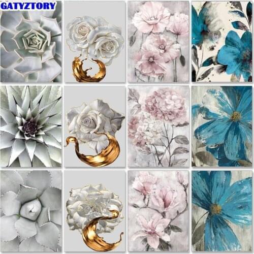 GATYZTORY Paint By Numbers For Adults Kids Golden Flowers Picture Drawing Landscape Coloring On Canvas Home Decor Modern Art